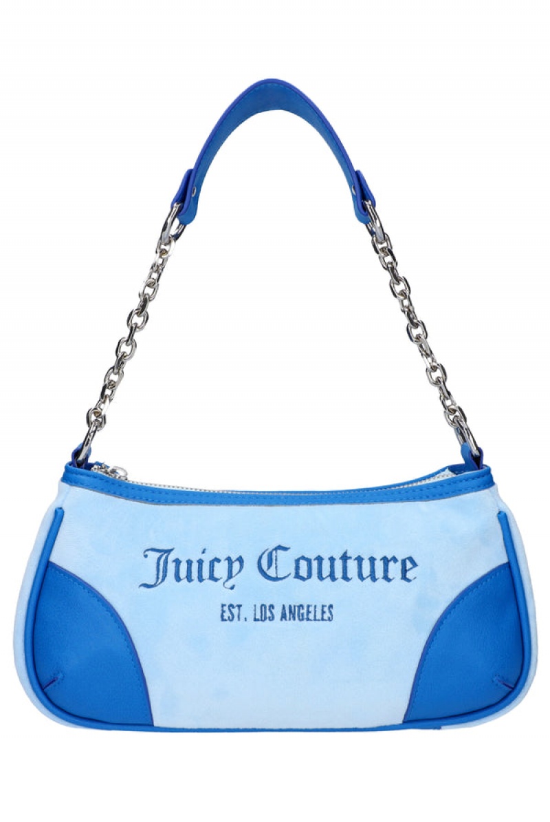 Juicy Couture Colourblock Velour Mix Shoulder Bag Turkoosi | JC-SN652211