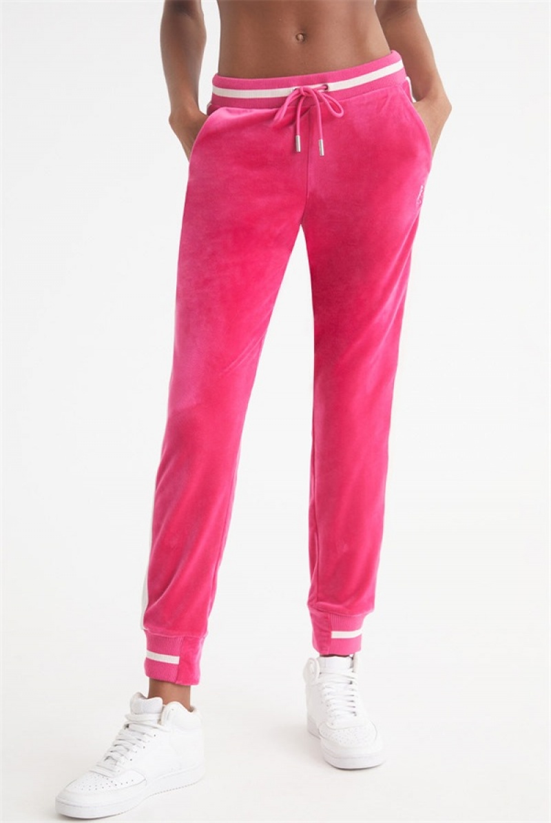 Juicy Couture Contrast Rib Velour Joggers Pinkki | JC-SN651789