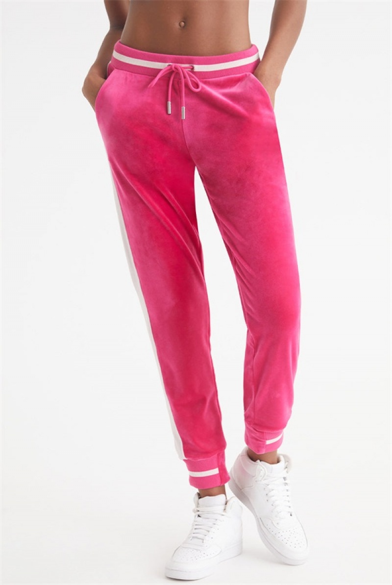 Juicy Couture Contrast Rib Velour Joggers Pinkki | JC-SN651789