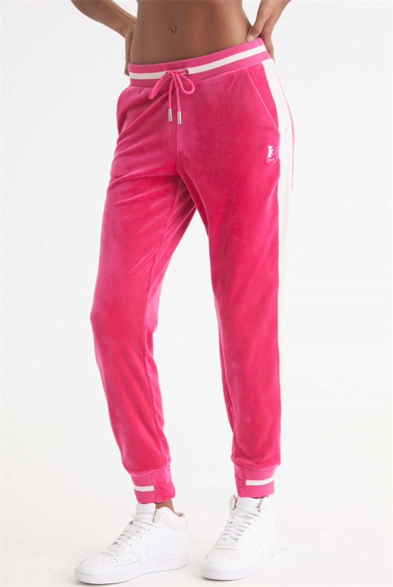 Juicy Couture Contrast Rib Velour Joggers Pinkki | JC-SN651789