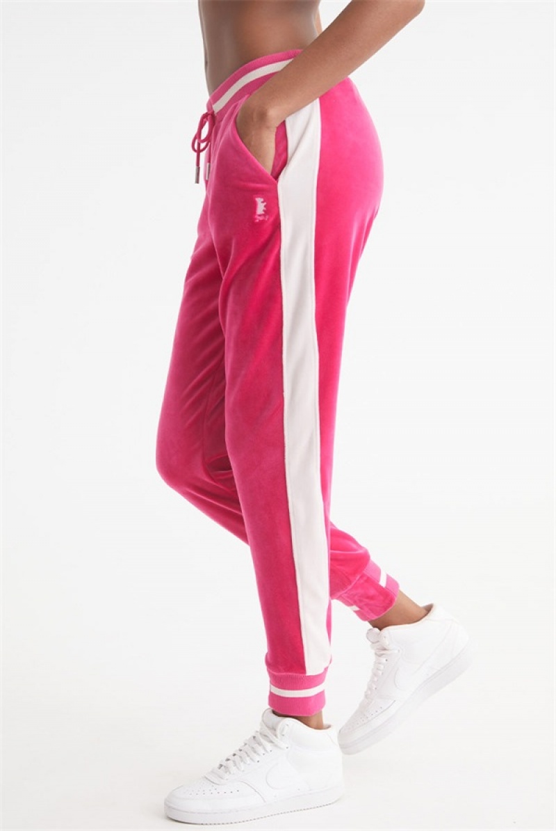 Juicy Couture Contrast Rib Velour Joggers Pinkki | JC-SN651789