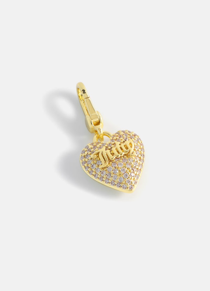 Juicy Couture Crystal Heart Charm Kultaiset | JC-SN652389