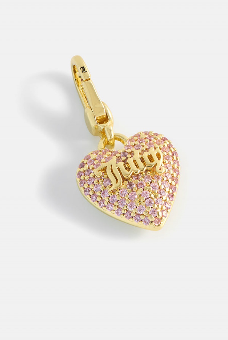 Juicy Couture Crystal Heart Charm Kultaiset | JC-SN652408