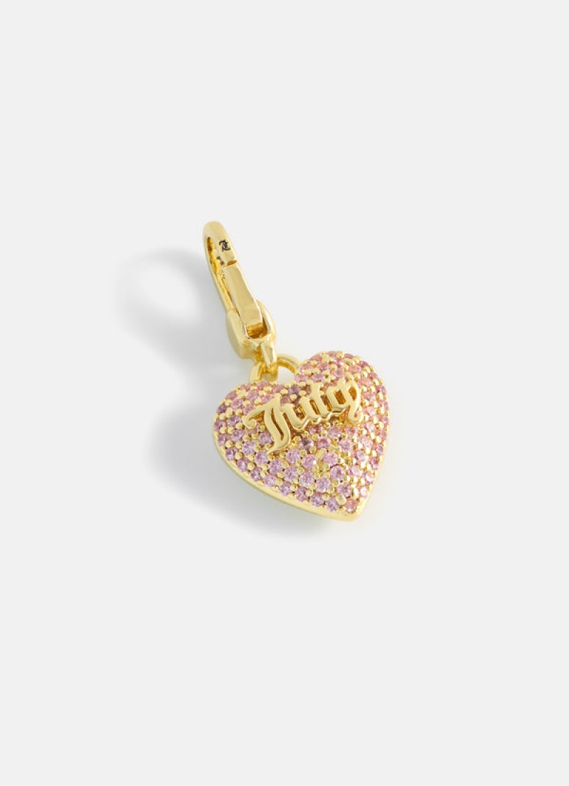 Juicy Couture Crystal Heart Charm Kultaiset | JC-SN652408