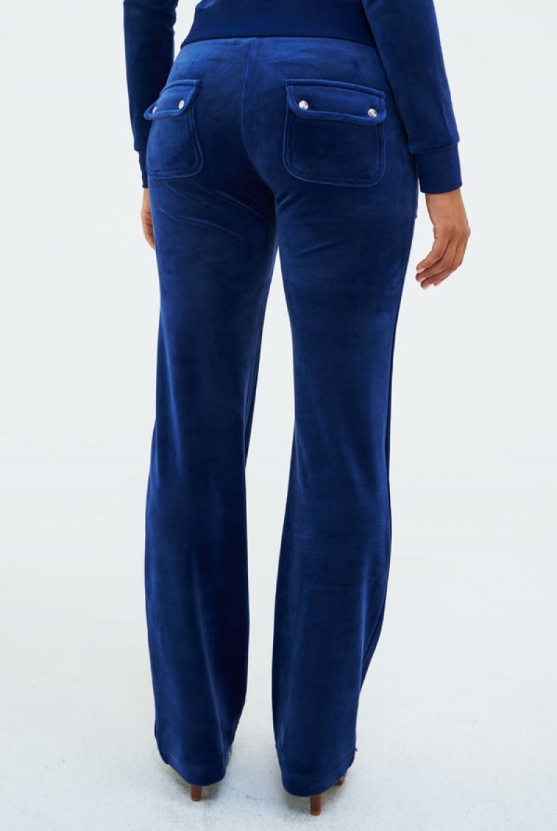 Juicy Couture Depths Classic Velour Del Ray Pocketed Bottoms Sininen | JC-SN652101