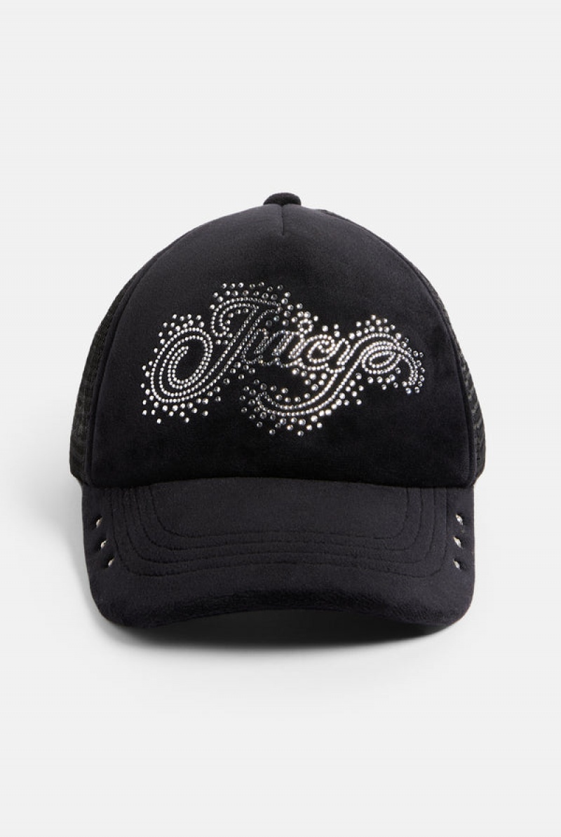 Juicy Couture Diamante Scatter Trucker Cap Mustat | JC-SN652326