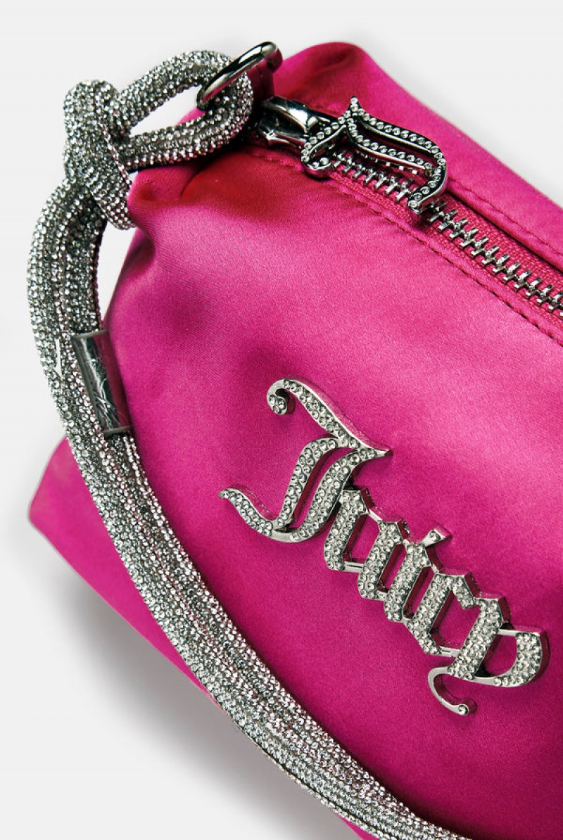 Juicy Couture Diamante Square Silk Satin Handbag Pinkki | JC-SN652217