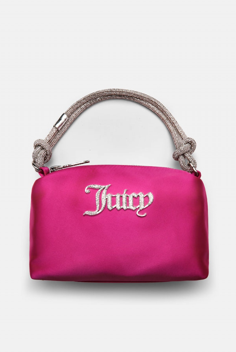 Juicy Couture Diamante Square Silk Satin Handbag Pinkki | JC-SN652217