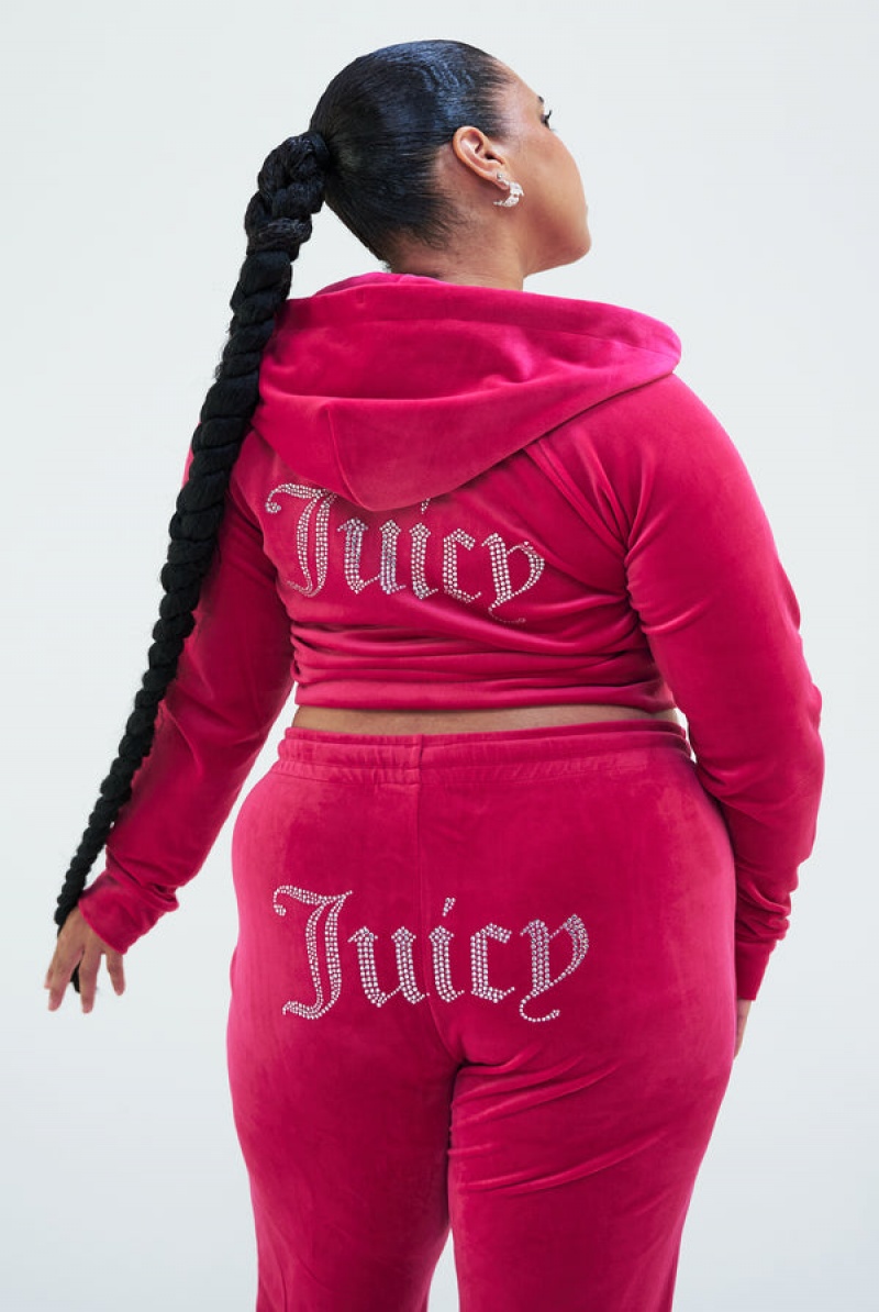 Juicy Couture Diamante Velour Hoodie Pinkki | JC-SN652152