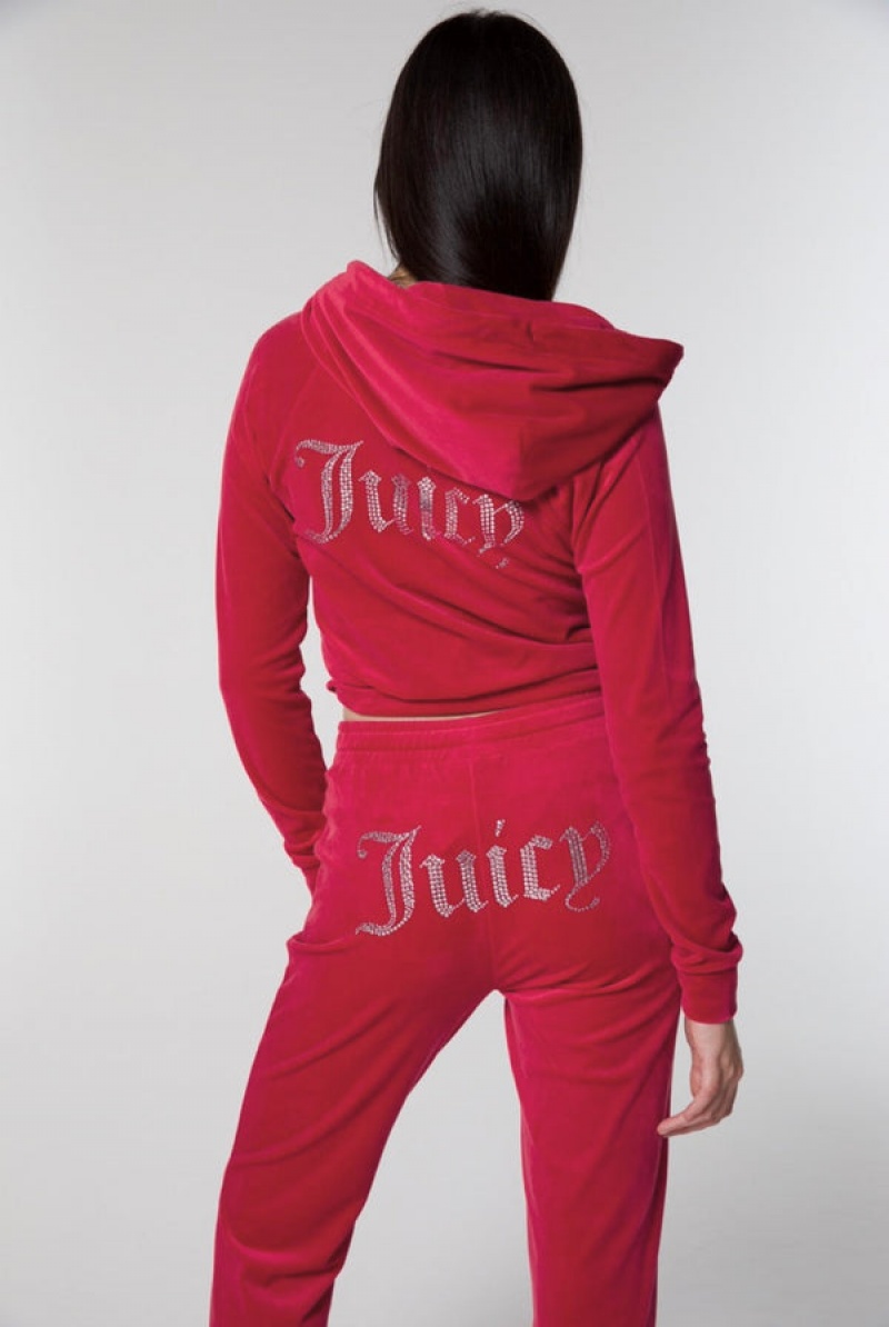 Juicy Couture Diamante Velour Hoodie Pinkki | JC-SN652152