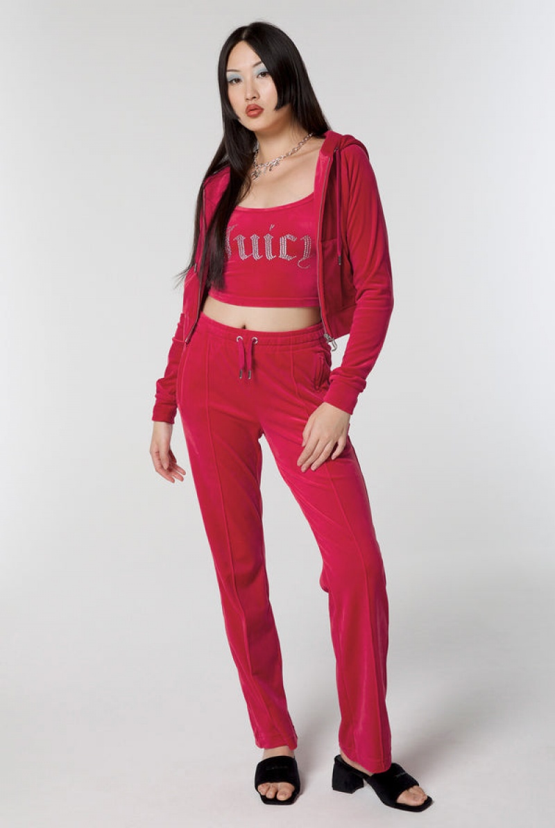 Juicy Couture Diamante Velour Hoodie Pinkki | JC-SN652152