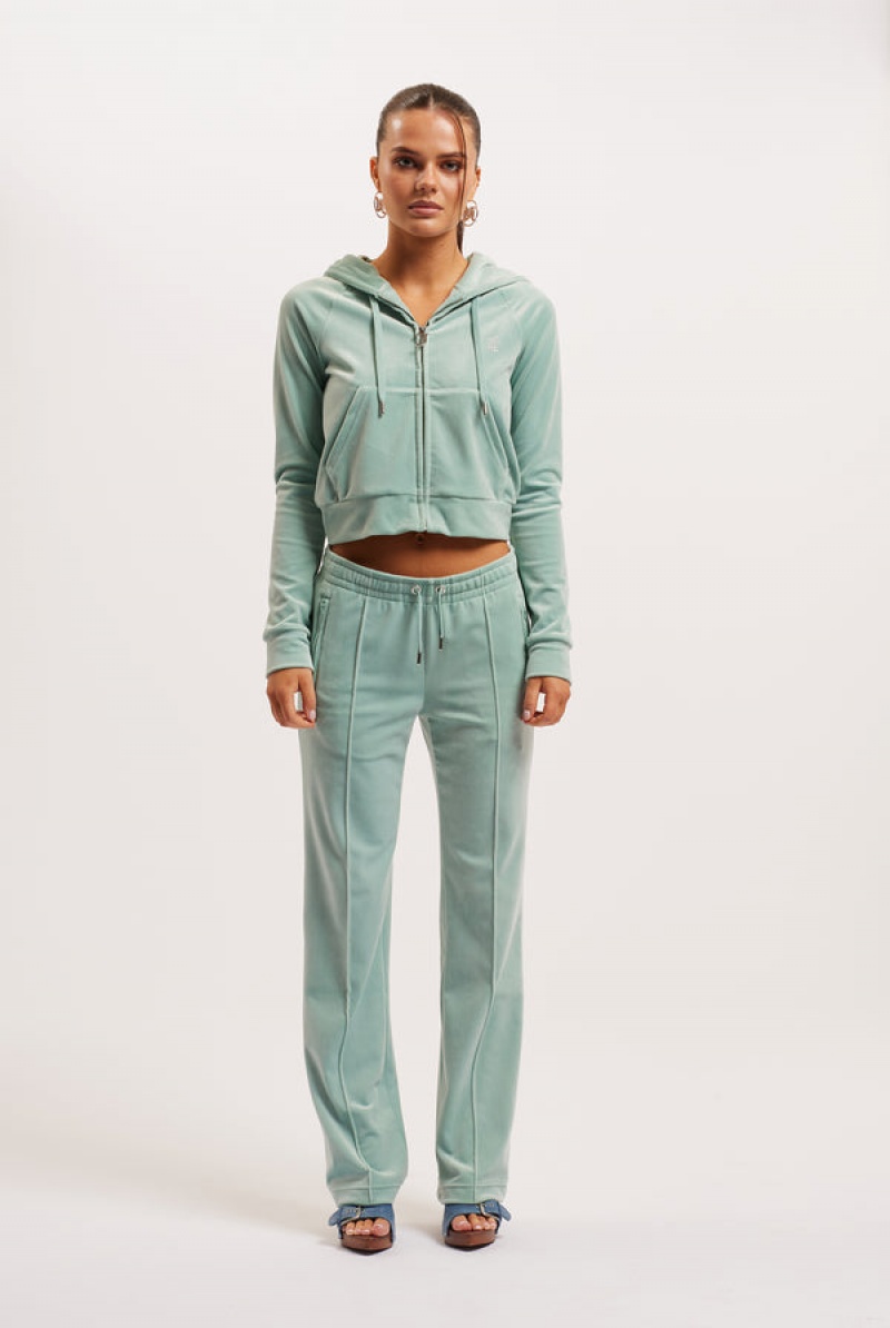 Juicy Couture Diamante Velour Zip-through Hoodie Sininen | JC-SN652112