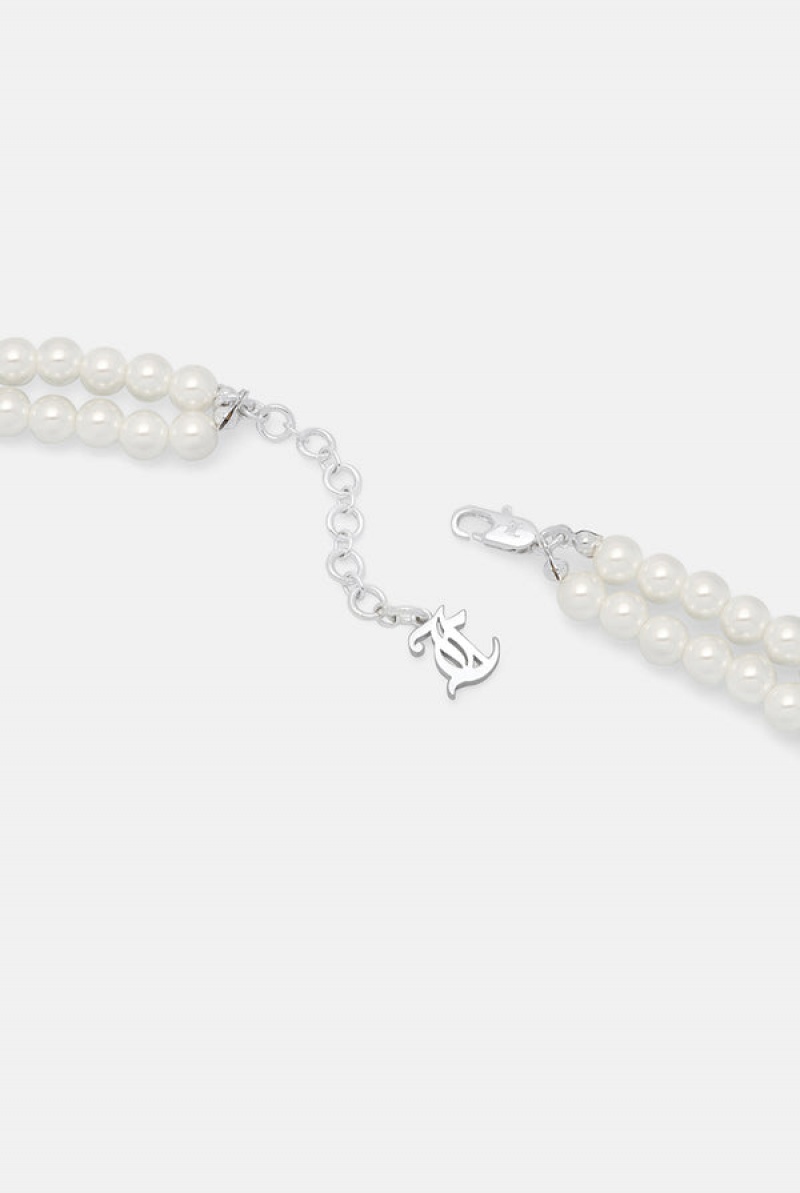 Juicy Couture Double Row Pearl Pavè Crystal Juicy Choker Hopea | JC-SN652364