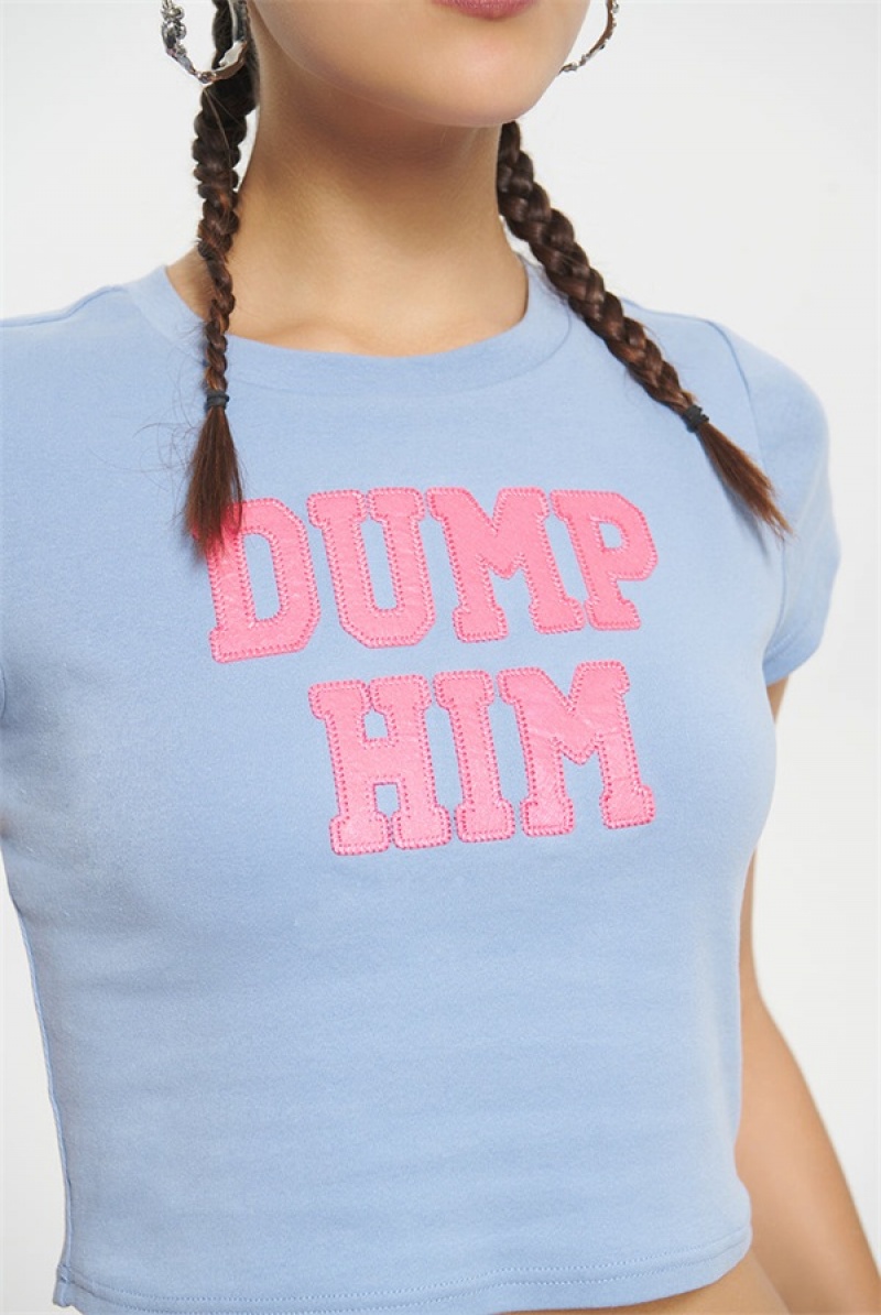 Juicy Couture Dump Him Baby Tee Sininen | JC-SN651640