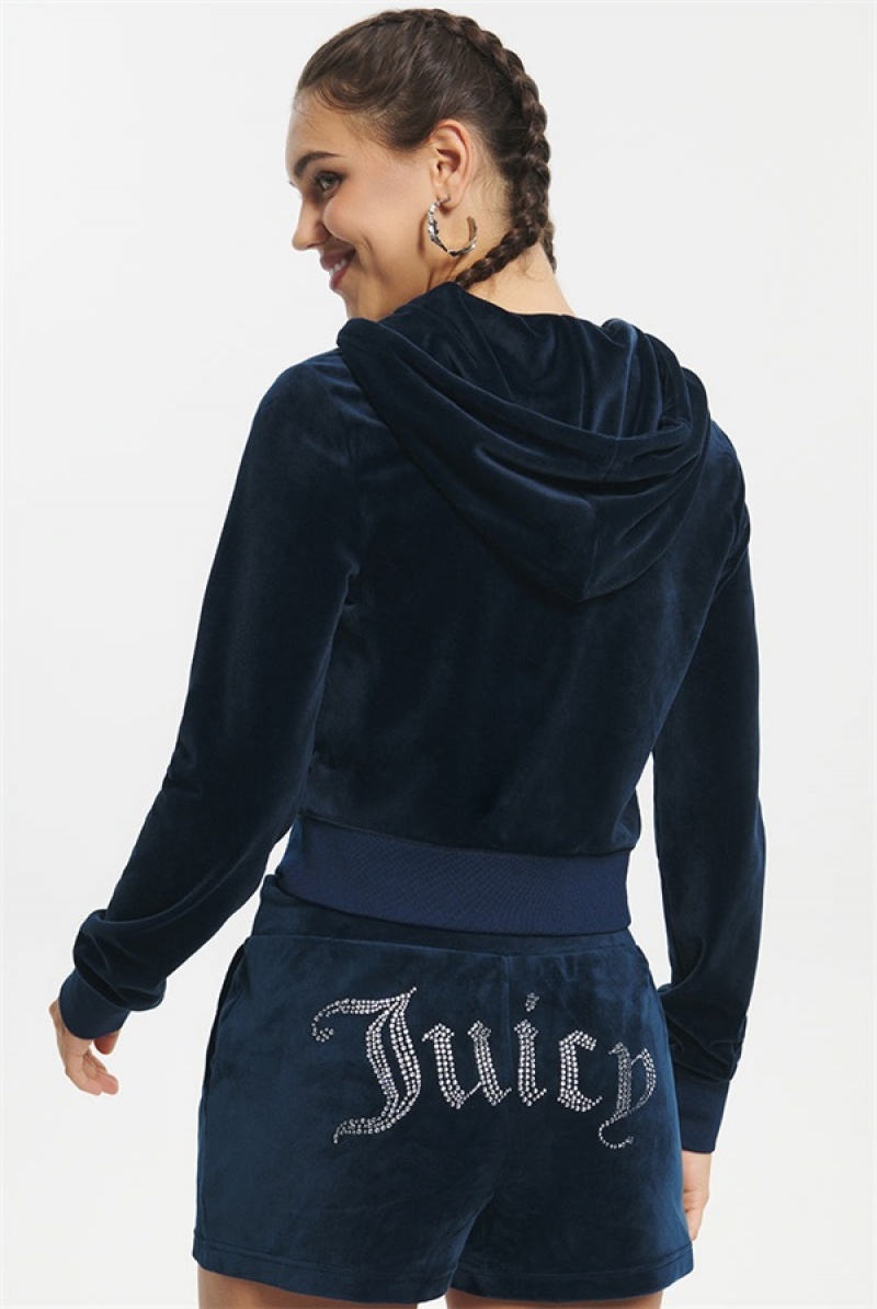 Juicy Couture Front Bling Hoodie Sininen | JC-SN651589