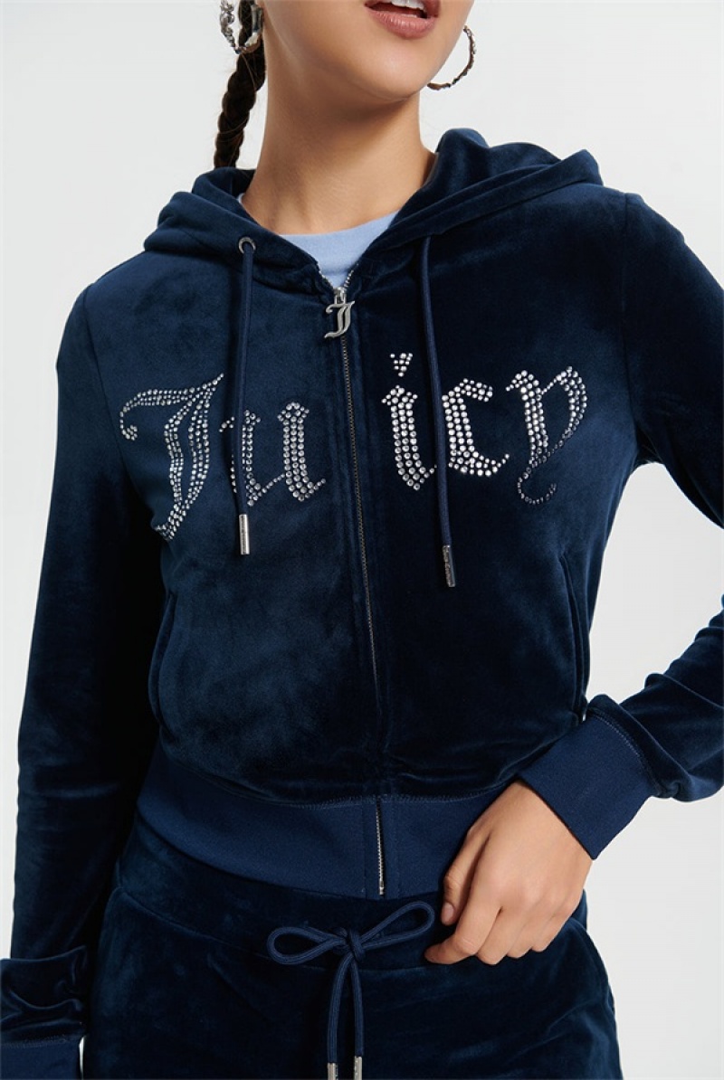 Juicy Couture Front Bling Hoodie Sininen | JC-SN651589