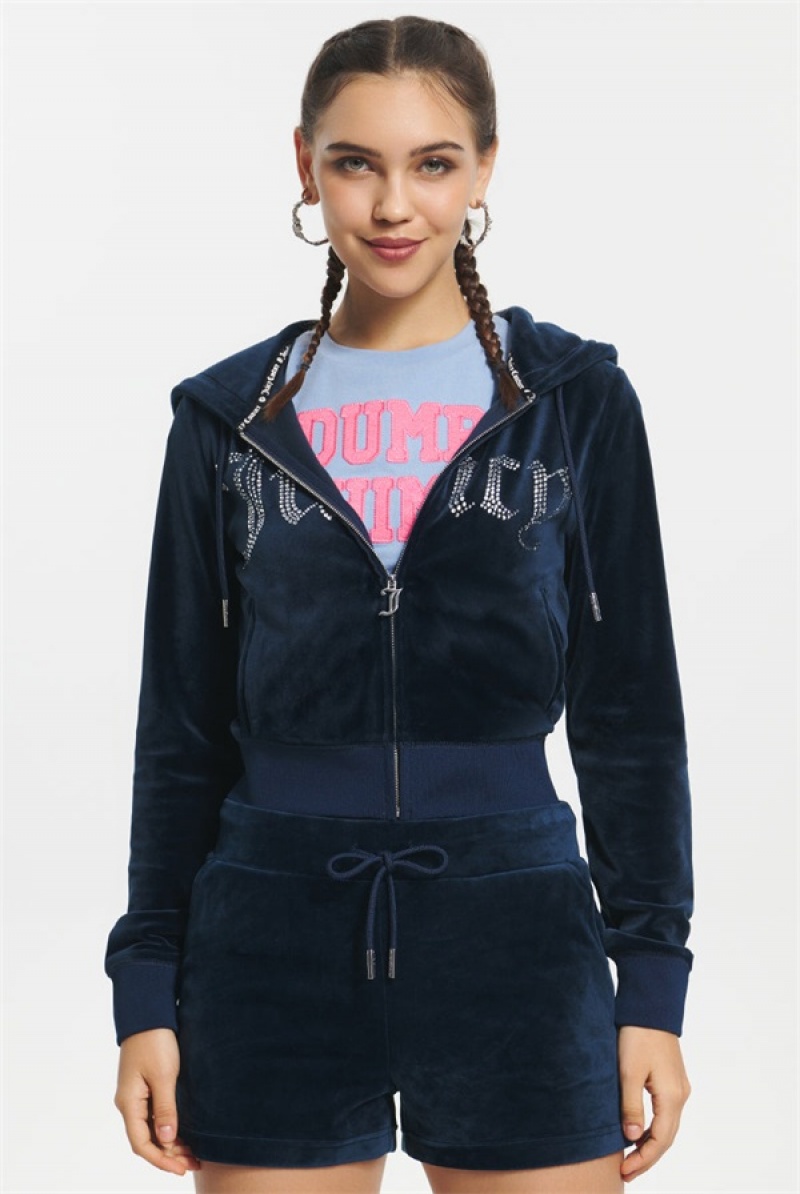 Juicy Couture Front Bling Hoodie Sininen | JC-SN651589