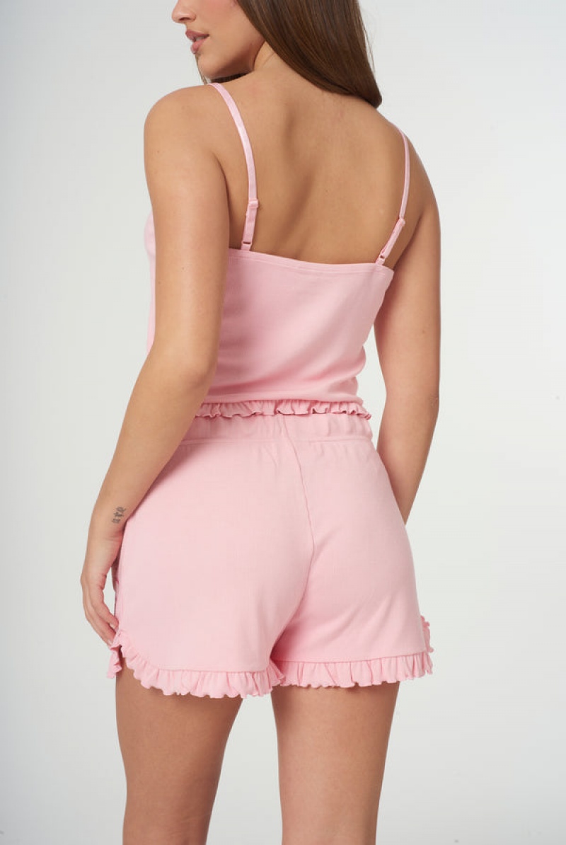 Juicy Couture Heart Frilled Sleep Shorts Pinkki | JC-SN652268