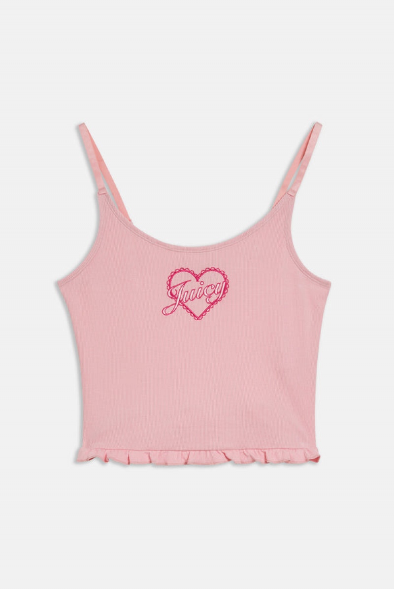 Juicy Couture Heart Frilled Sleep Vest Pinkki | JC-SN652269