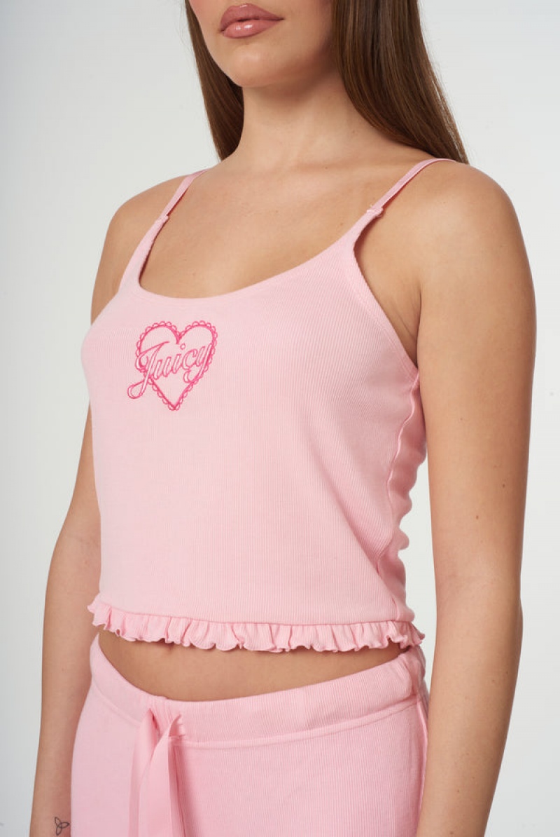 Juicy Couture Heart Frilled Sleep Vest Pinkki | JC-SN652269