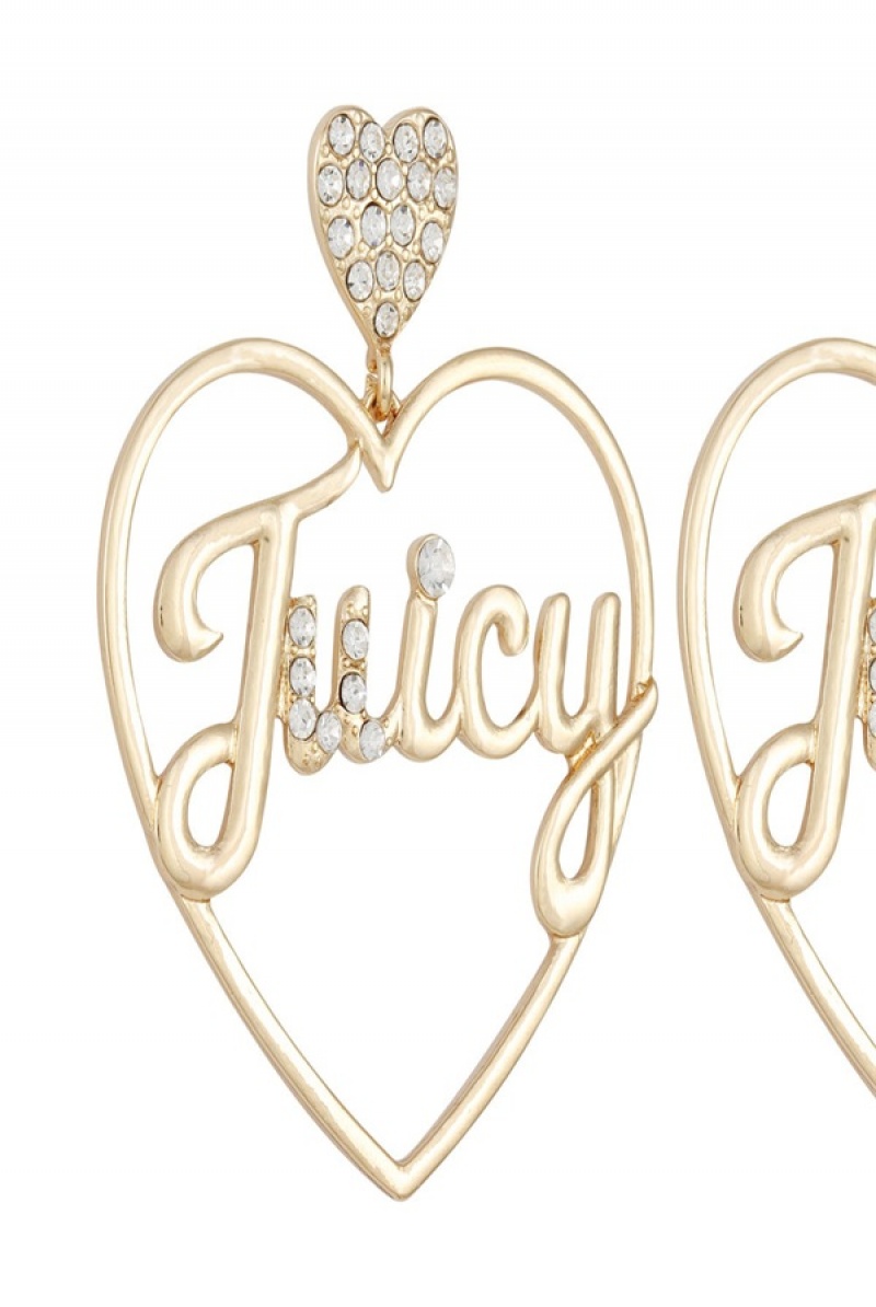 Juicy Couture Heart Logo Hoop Earrings Kultaiset | JC-SN651897