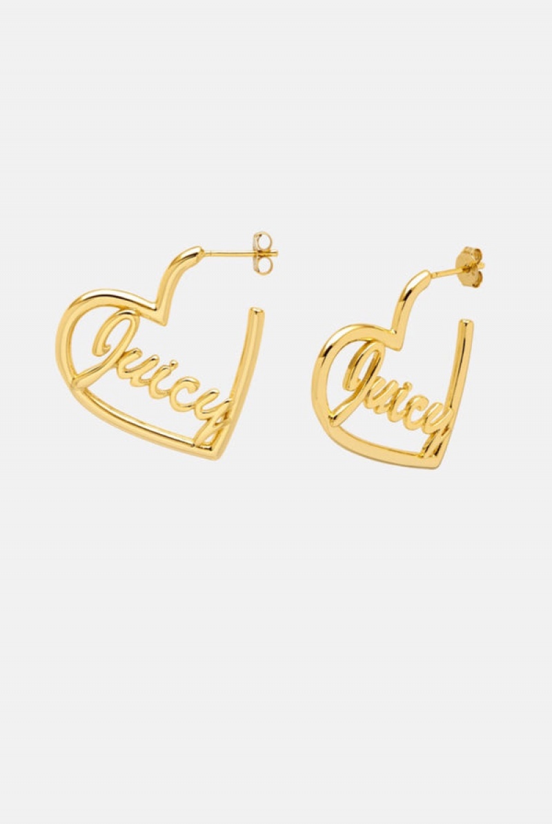 Juicy Couture Heart Shape Earrings Kultaiset | JC-SN652378