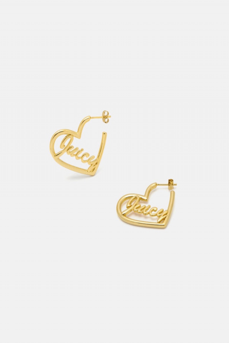 Juicy Couture Heart Shape Earrings Kultaiset | JC-SN652378