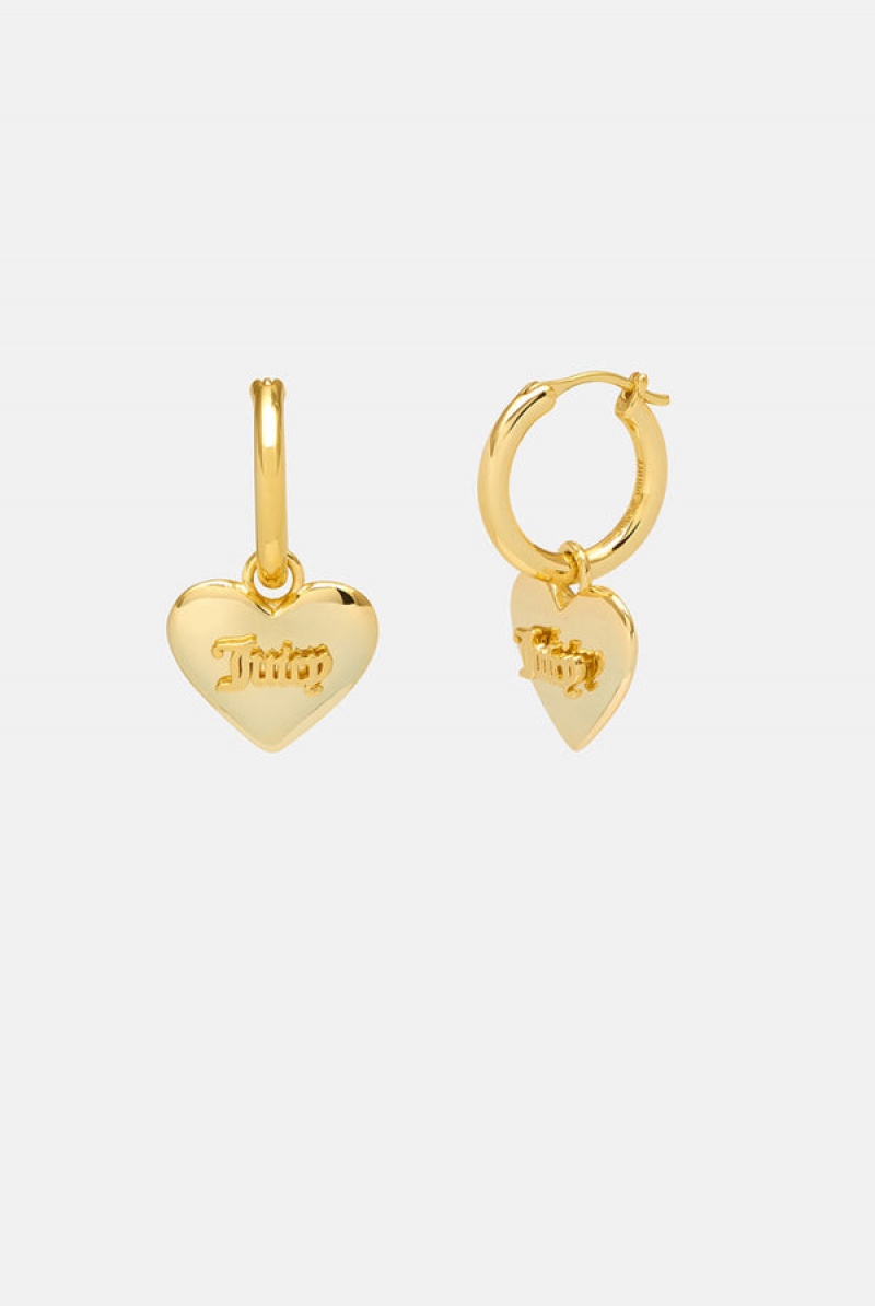 Juicy Couture Hoop Earrings With Heart Drop Kultaiset | JC-SN652347