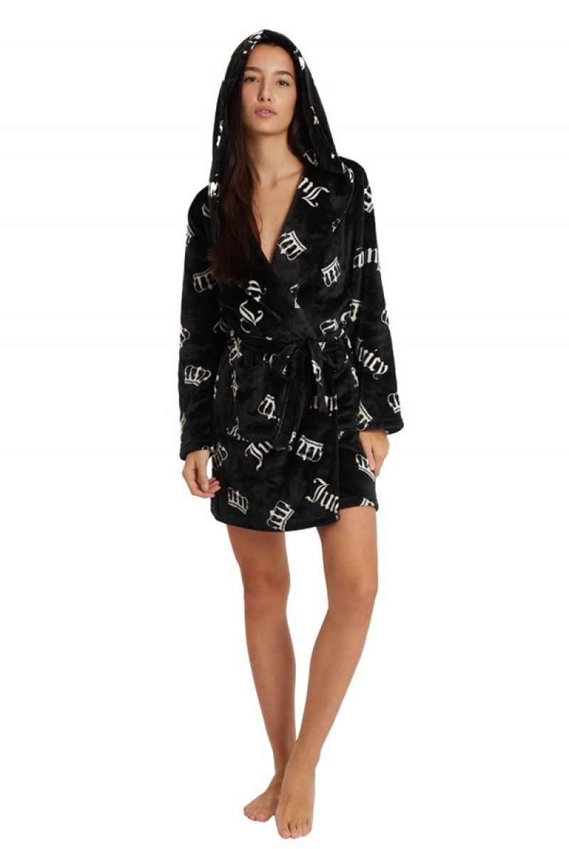 Juicy Couture Hupullinen Luxe Plush Robe Mustat | JC-SN651788