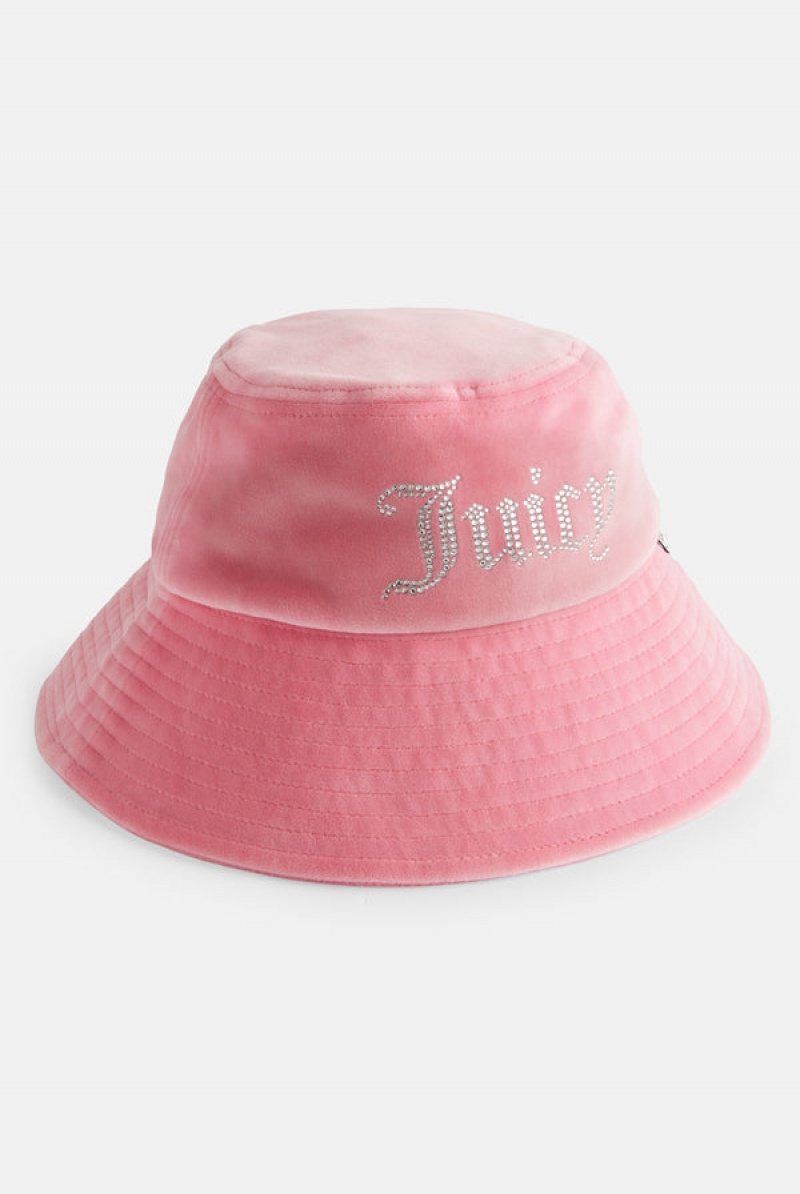 Juicy Couture Leveät Brim Velour Bucket Hat Pinkki | JC-SN652339