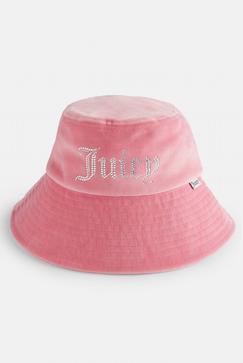 Juicy Couture Leveät Brim Velour Bucket Hat Pinkki | JC-SN652339