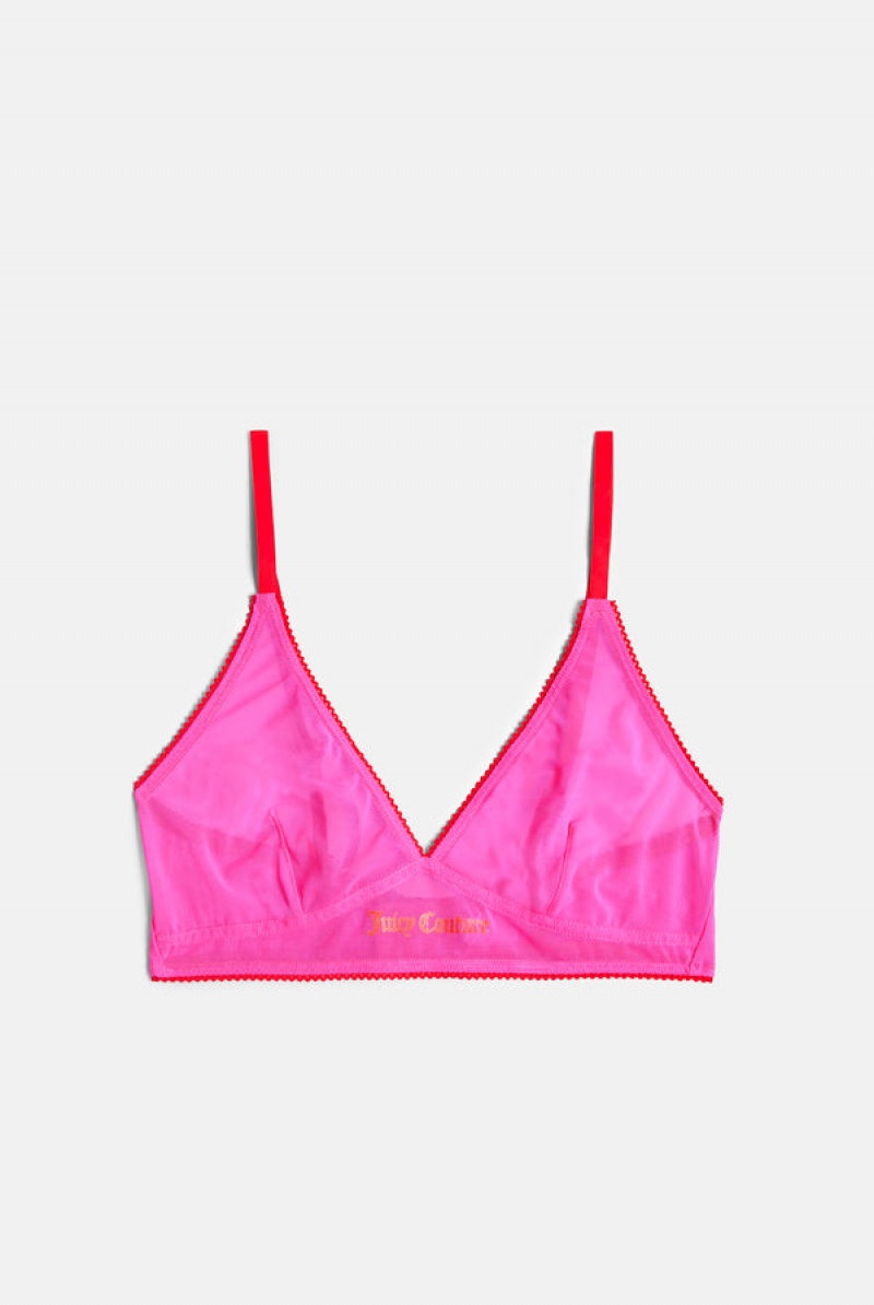 Juicy Couture Mesh Scallop Edge Triangle Bra Pinkki | JC-SN652254