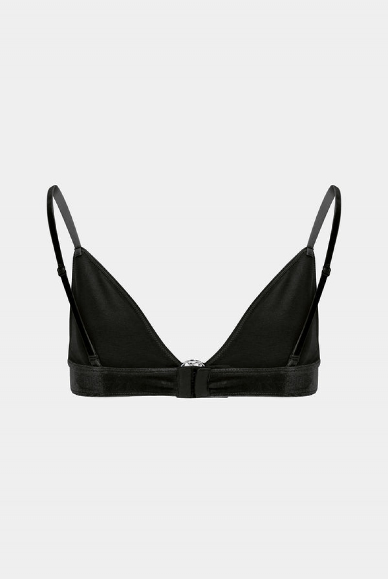 Juicy Couture Metal Charm Velvet Bra Mustat | JC-SN652227