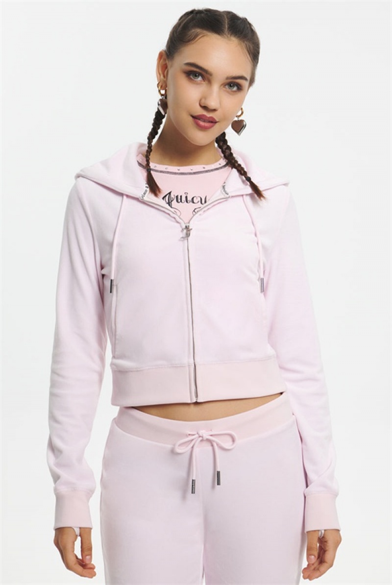 Juicy Couture Mixed Jewels Velour Hoodie Vaaleanpinkki | JC-SN651582