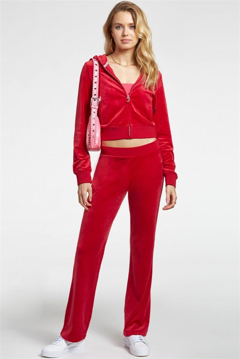 Juicy Couture Og Big Bling Velour Hoodie Punainen | JC-SN651532