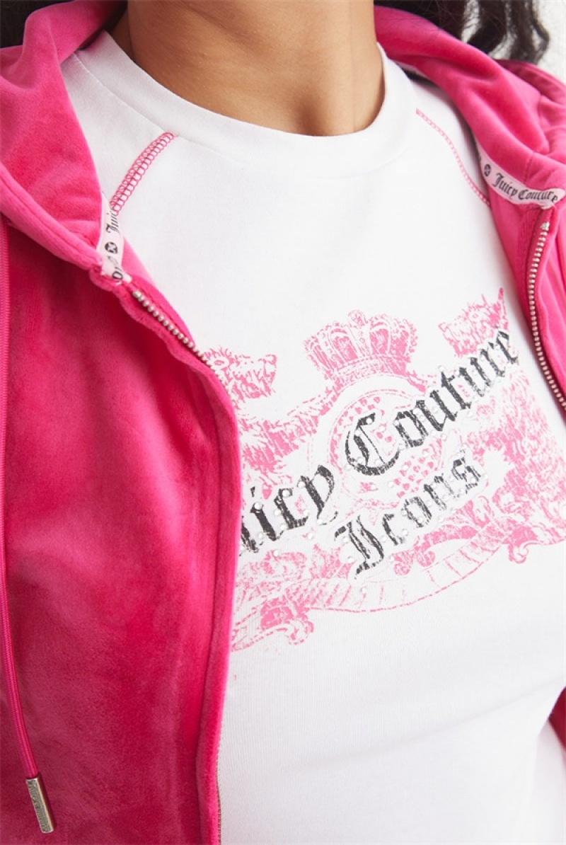 Juicy Couture Og Big Bling Velour Hoodie Pinkki | JC-SN651566