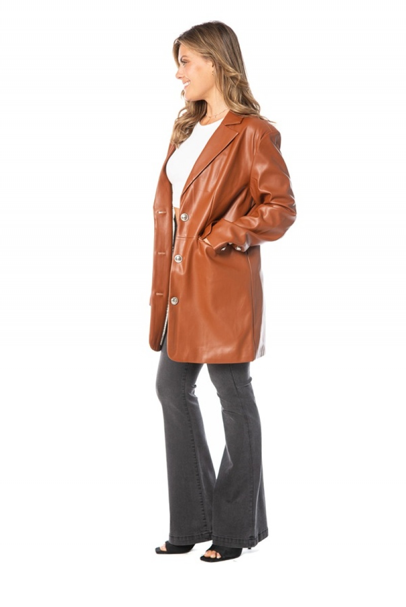 Juicy Couture Oversized Faux Nahkaiset Trench Coat Ruskea | JC-SN651686