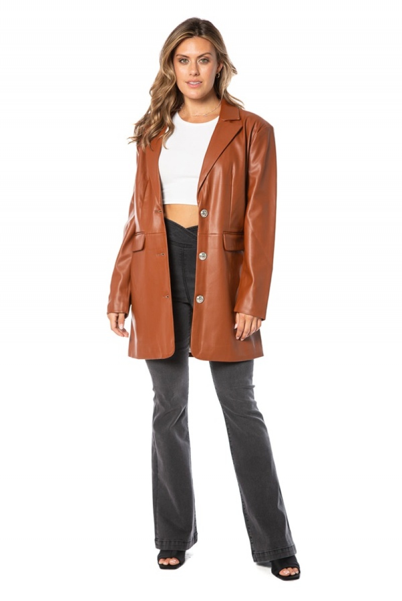 Juicy Couture Oversized Faux Nahkaiset Trench Coat Ruskea | JC-SN651686