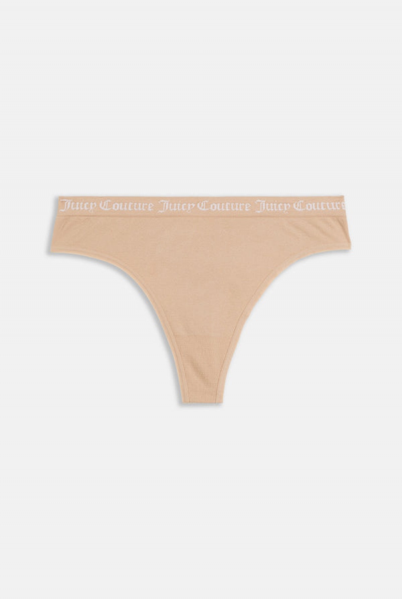 Juicy Couture Pack Of 3 Litteät Knit Seamless Thongs Ruskea | JC-SN652273