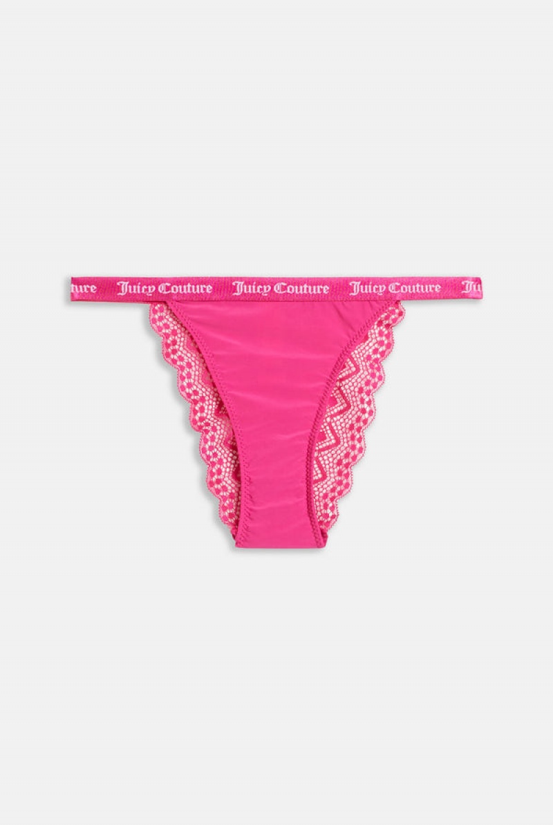 Juicy Couture Pack Of 3 Pitsi Trim Tanga Thongs Mustat | JC-SN652280