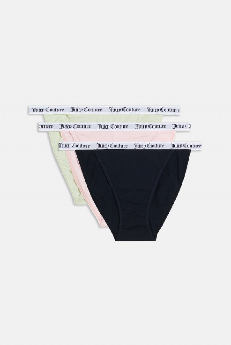 Juicy Couture Pack Of 3 Puuvilla Branded Waistband Briefs Pinkki | JC-SN652274