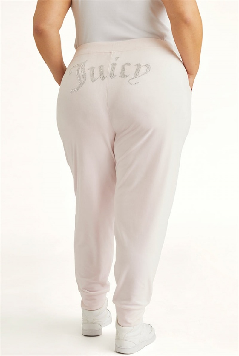 Juicy Couture Plus-size Big Bling Velour Jogger Vaaleanpinkki | JC-SN651790