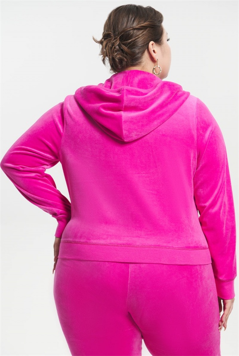 Juicy Couture Plus-size Classic Puuvilla Velour Hoodie Pinkki | JC-SN651524