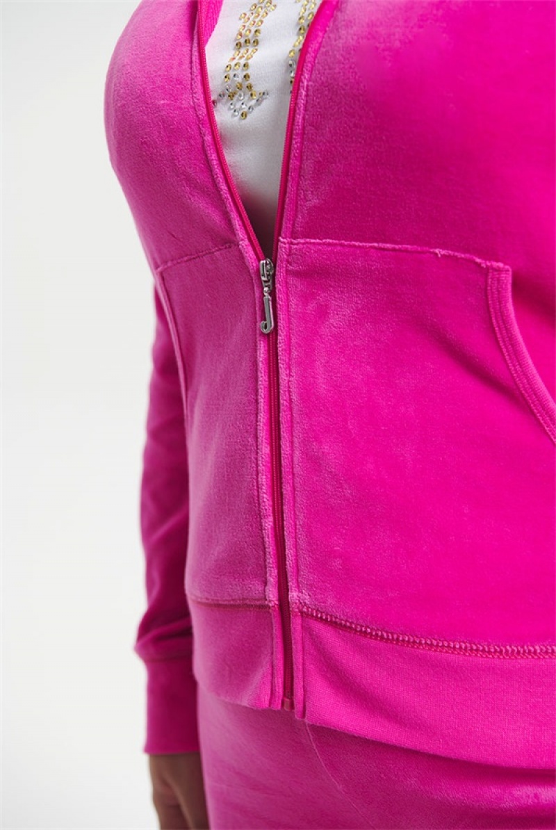 Juicy Couture Plus-size Classic Puuvilla Velour Hoodie Pinkki | JC-SN651524