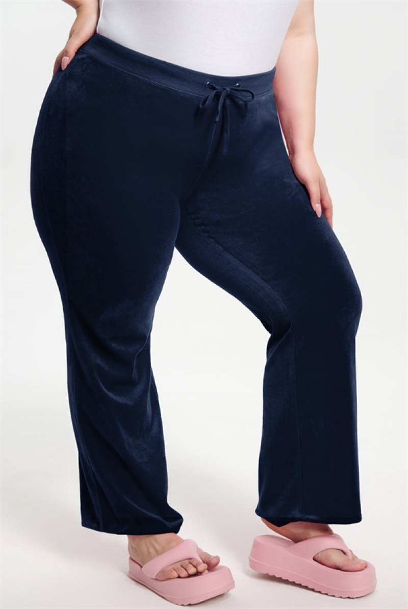 Juicy Couture Plus-size Classic Puuvilla Velour Track Pants Sininen | JC-SN651599