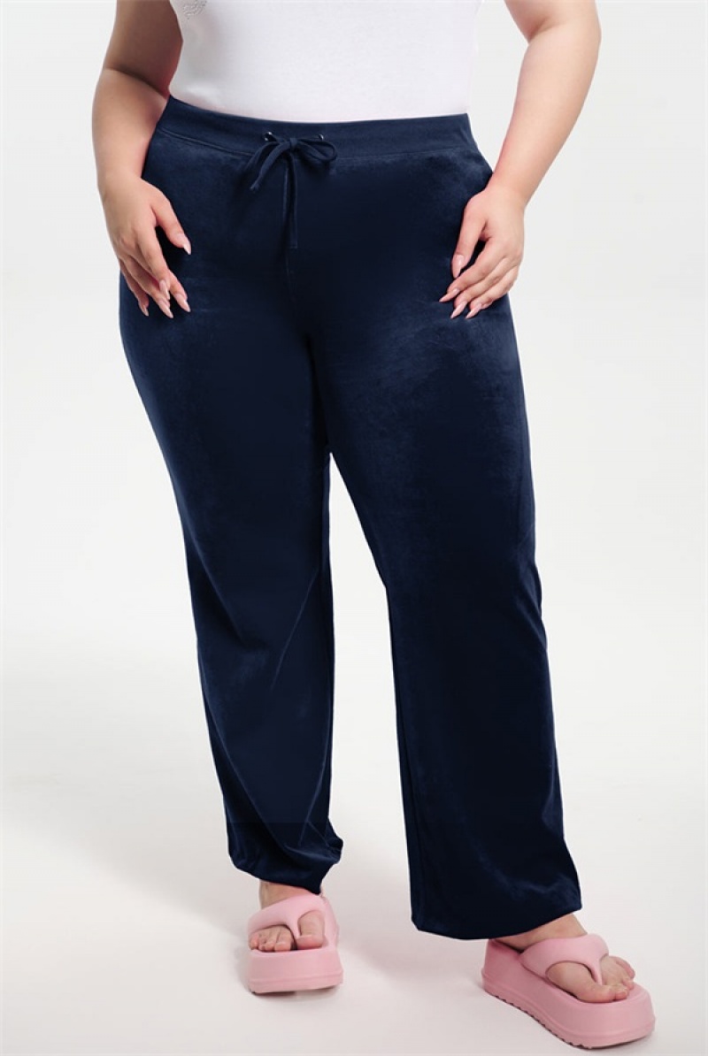 Juicy Couture Plus-size Classic Puuvilla Velour Track Pants Sininen | JC-SN651599