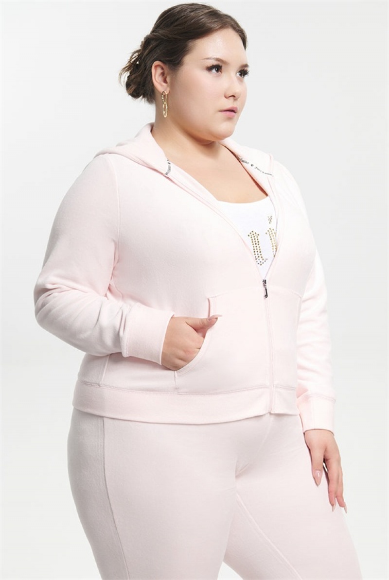 Juicy Couture Plus-size Classic Puuvilla Velour Hoodie Vaaleanpinkki | JC-SN651523