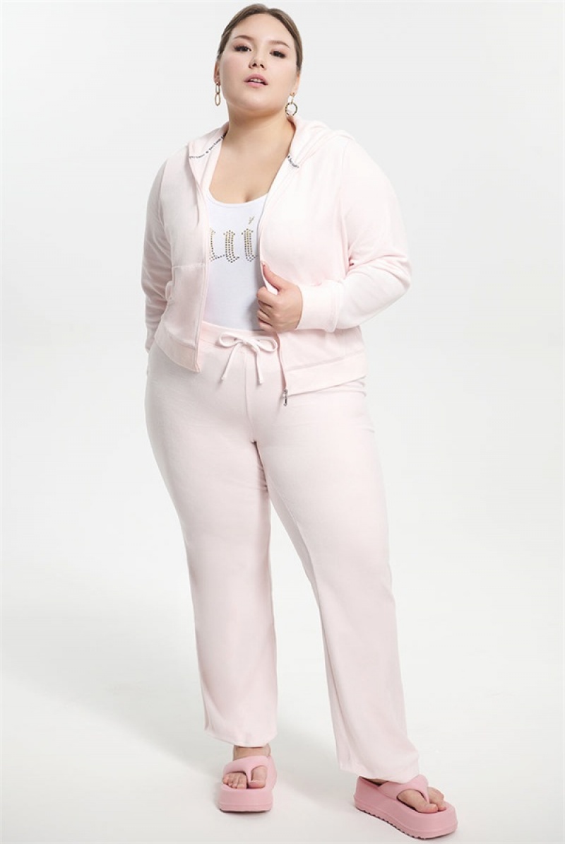 Juicy Couture Plus-size Classic Puuvilla Velour Hoodie Vaaleanpinkki | JC-SN651523