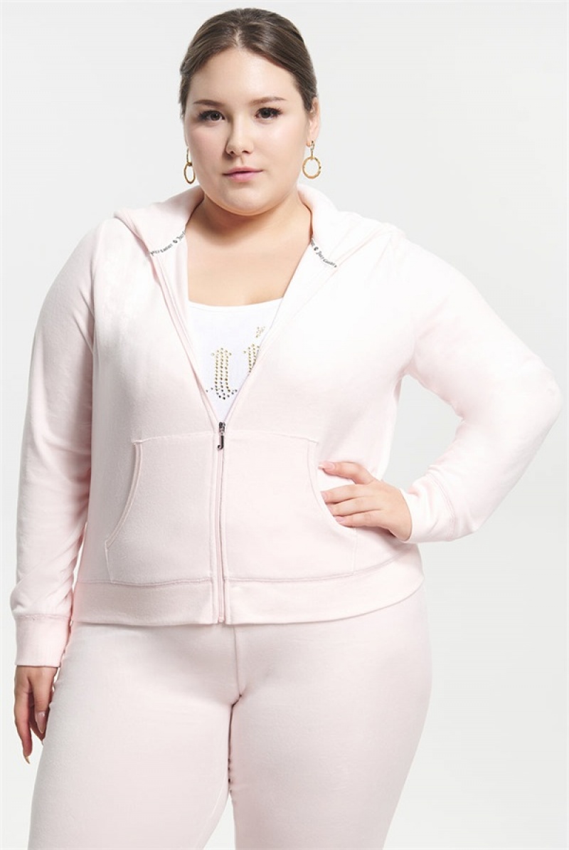 Juicy Couture Plus-size Classic Puuvilla Velour Hoodie Vaaleanpinkki | JC-SN651523