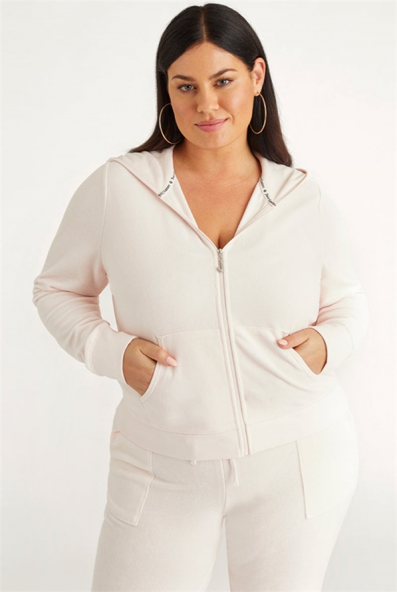 Juicy Couture Plus-size Icons Classic Puuvilla Velour Hoodie Vaaleanpinkki | JC-SN651544